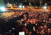 НИКАДА ВИШЕ НАРОДА НА УЛИЦАМА ЦРНЕ ГОРЕ! Десетине хиљада људи вечерас у Подгорици брани светиње (ВИДЕО) Фото: Facebook video printscreen