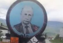 (ВИДЕО) ВОЗИЛИ КАМИОНЕ КРОЗ ПЕЋ СА СЛИКАМА ПУТИНА И КАРАЏИЋА! Шиптари их ухапсили па их пустили!