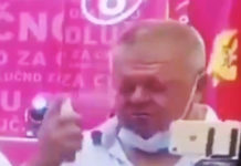 СНИМАК ИЗ ШТАБА ДПС: Милов функционер решио да се дезинфикује! (ВИДЕО) Фото: Twitter video printscreen