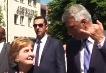 “ХАШИМ ТАЧИ ЈЕ БИО ЛИЧНИ ЖИГОЛО МЕДЛИН ОЛБРАЈТ!“ Војислав Шешељ открио аферу жене која мрзи Србе Фото: Youtube printscreen