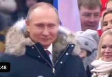 ПОГЛЕДАЈТЕ: Владимир Путин запевао химну са 130 хиљада људи (ВИДЕО)