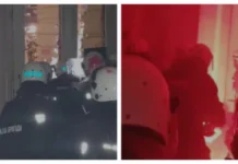 ДЕМОНСТРАНТИ У НОВОМ САДУ ПОКУШАВАЈУ ПОЛИЦАЈЦЕ ДА ЖИВЕ ЗАПАЛЕ Стравични снимци пожара у Градској кући (ВИДЕО)